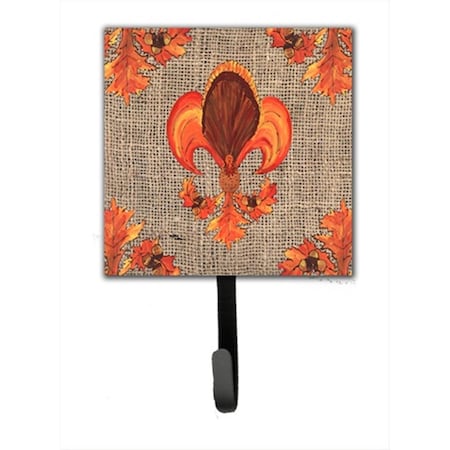 Carolines Treasures Thanksgiving Turkey Fleur de lis Leash Holder Or Key Hook 8744SH4